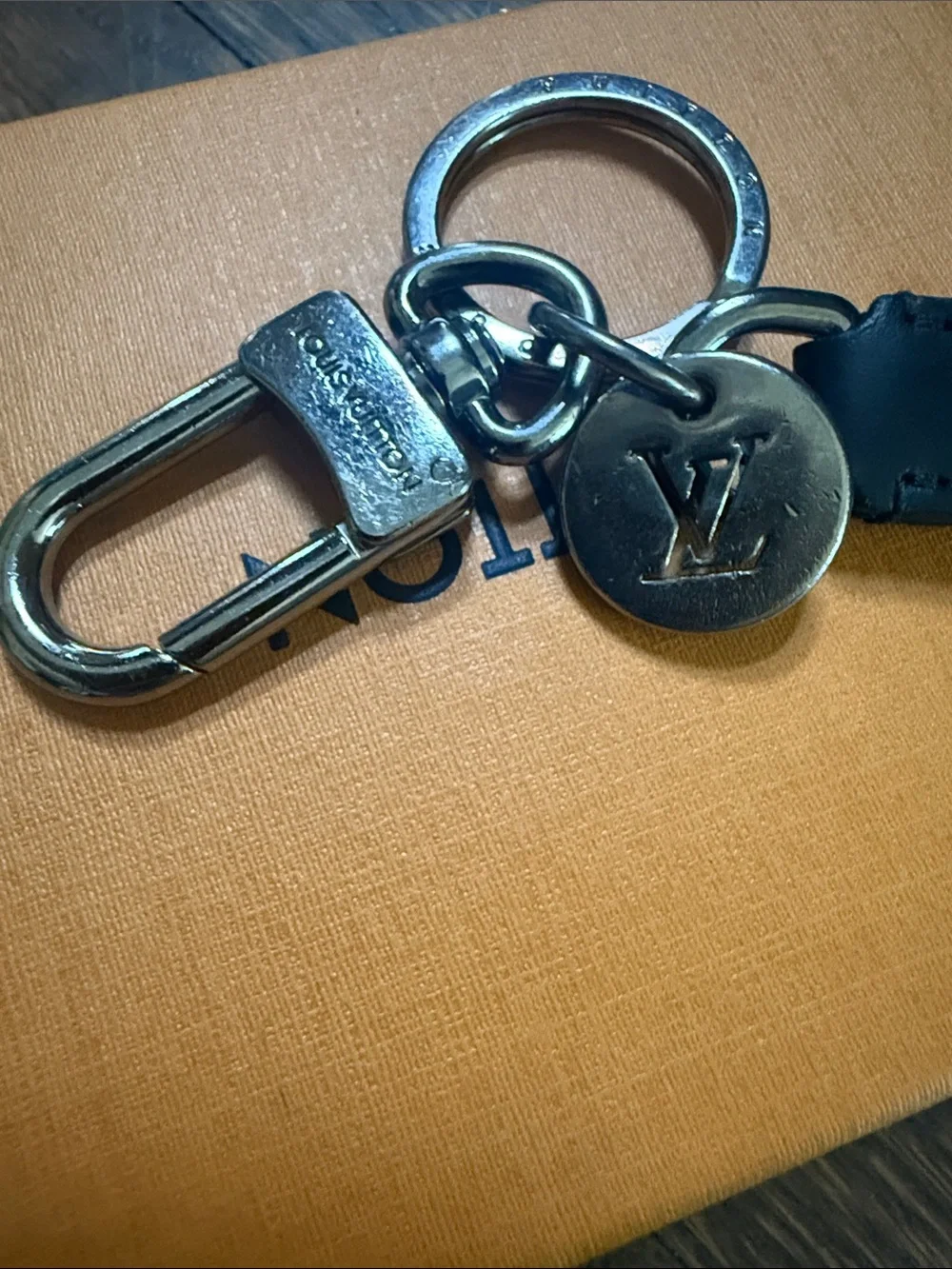Louis Vuitton Black Monogram Eclipse Leather Key Charm with Silver Hardware